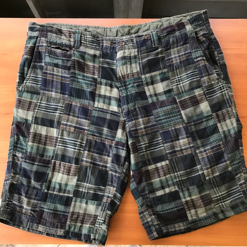 Daniel Cremieux Mens Madras Plaid Shorts Sz 38 x 10 Multicolor Plaid Flat Front